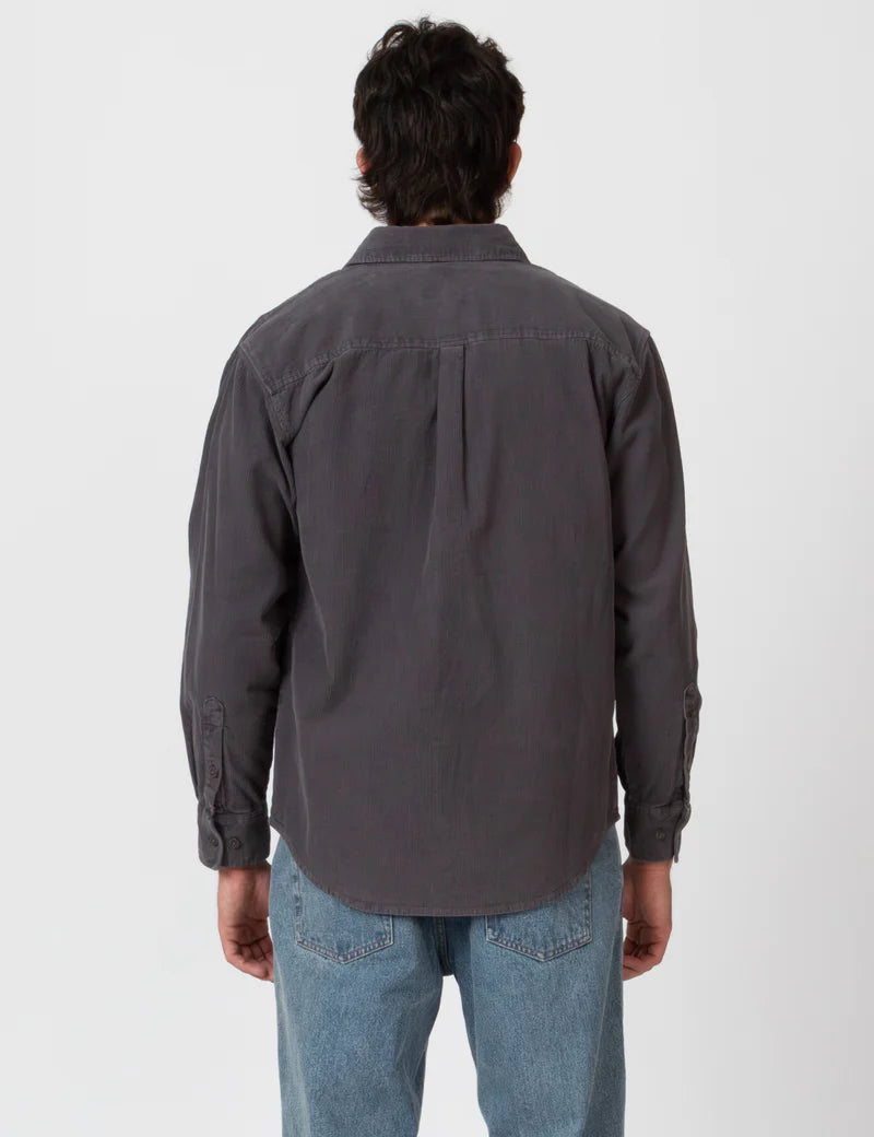Simple | Sawyer Cord Long Sleeve Shirt | Fade Charcoal