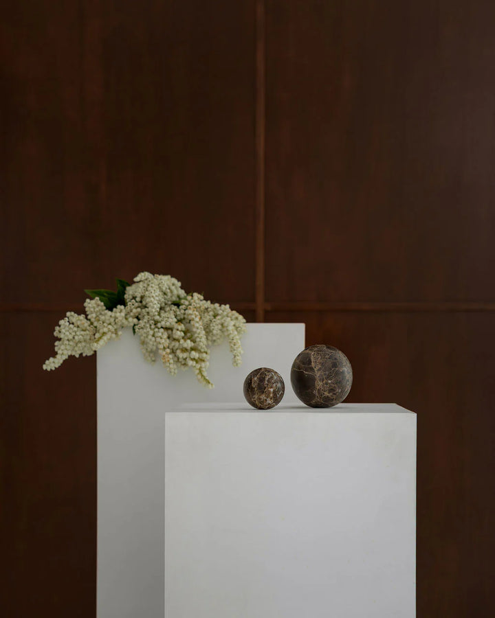Sphere Marble Table Sculpture | Small | Brown Emperador | 7cm D
