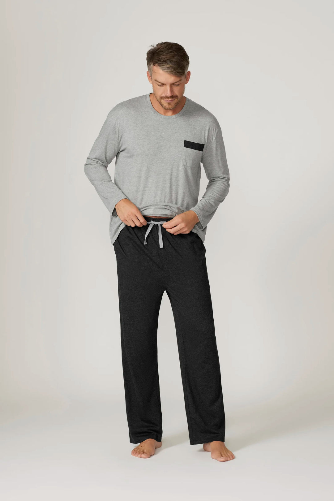 Contare | Bamboo/Cotton Jersey Long Sleeve Loungewear Set | Grey Charcoal