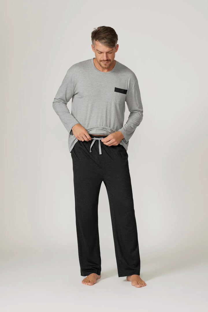 Contare | Bamboo/Cotton Jersey Long Sleeve Loungewear Set | Grey Charcoal
