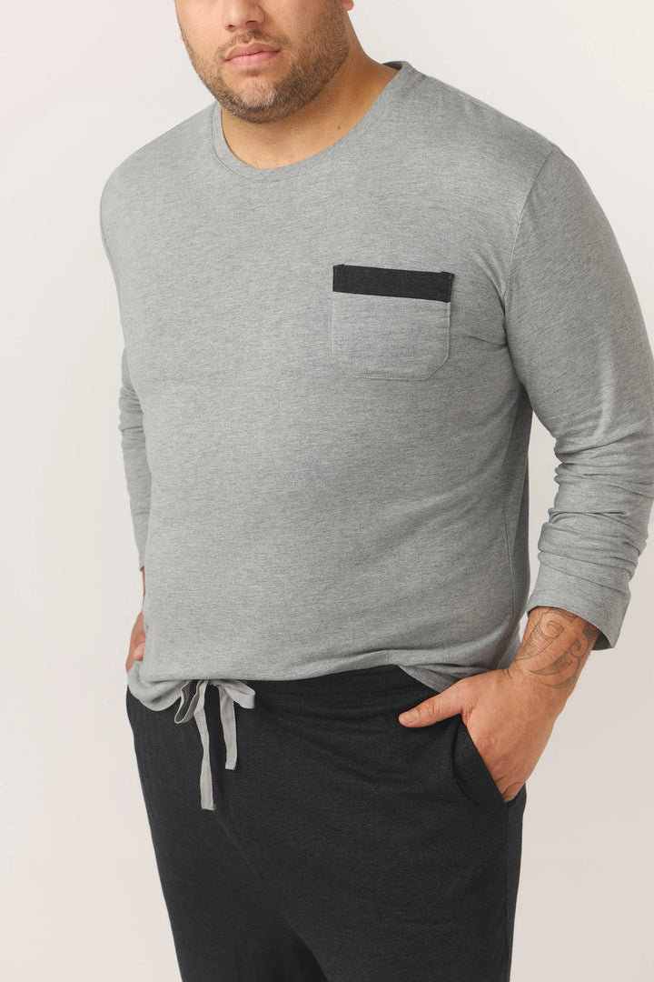 Contare | Bamboo/Cotton Jersey Long Sleeve Loungewear Set | Grey Charcoal