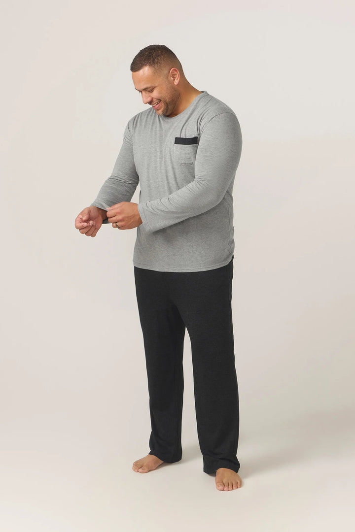 Contare | Bamboo/Cotton Jersey Long Sleeve Loungewear Set | Grey Charcoal
