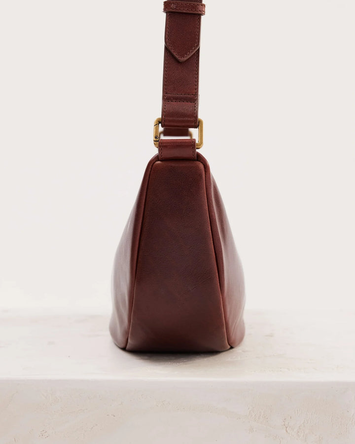 Juju | Crescent Leather Sling Handbag | Maple