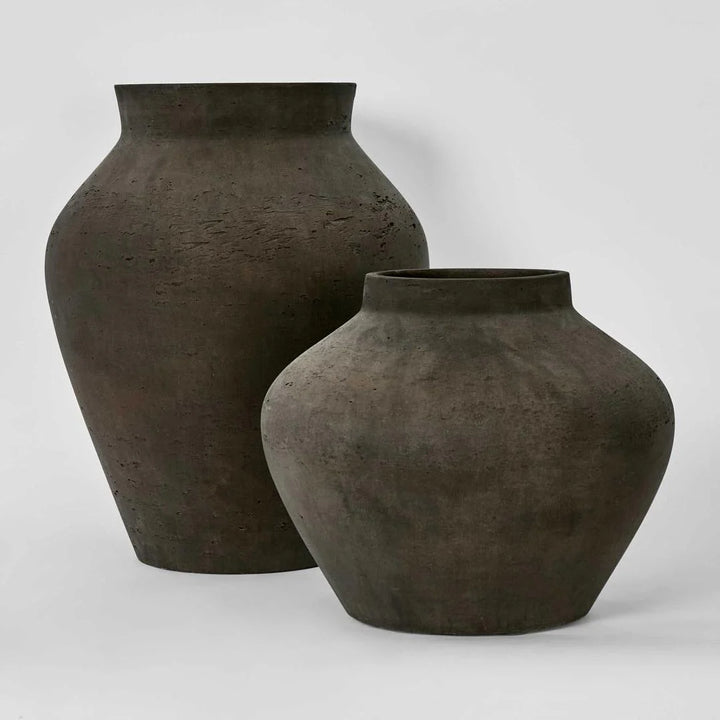 Classic Earthen Large Brown Vase | 32.5 x 32.5 x 40cm