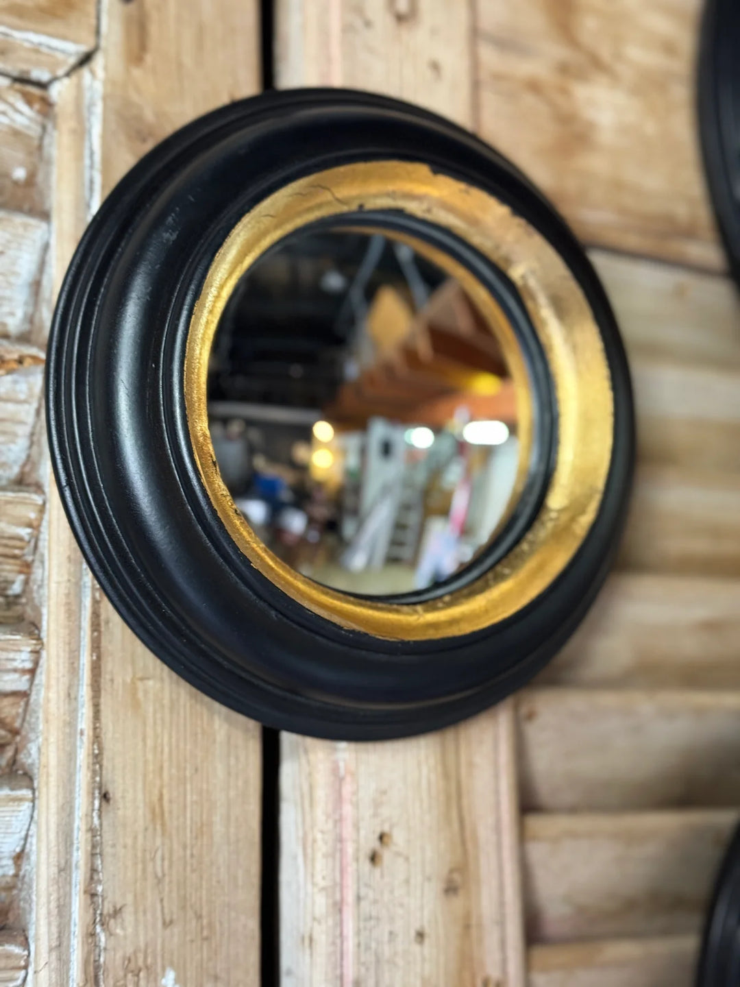 Convex Mirror | Black with Gold