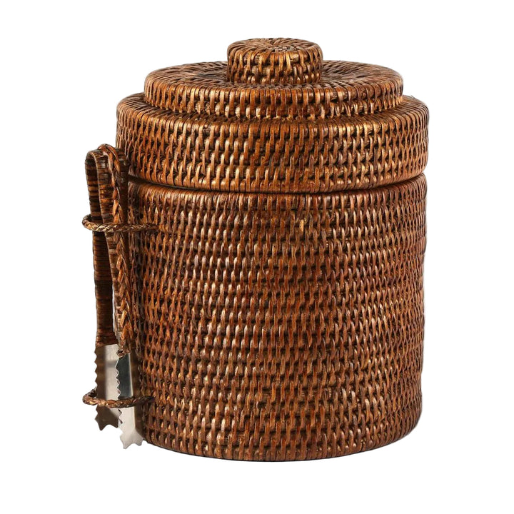 Rattan Ice Bucket with Tongs