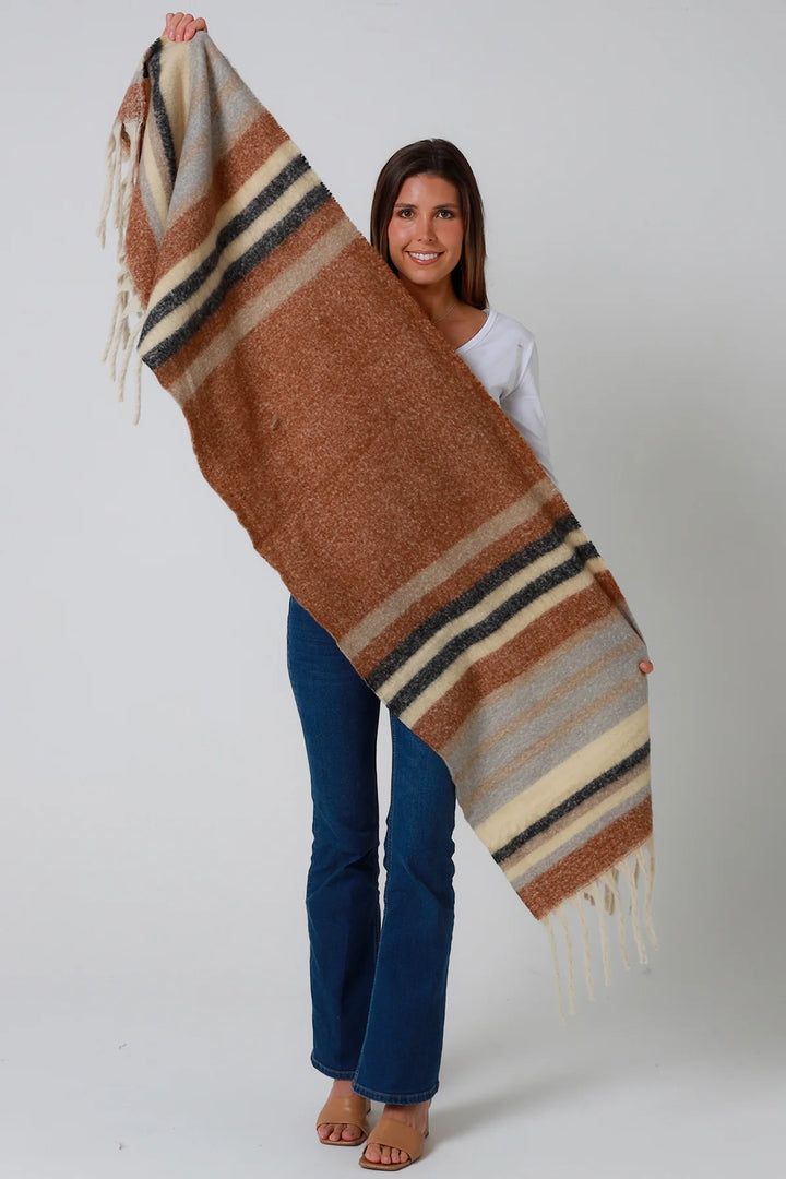 Striped Fringe Scarf  DN0130
