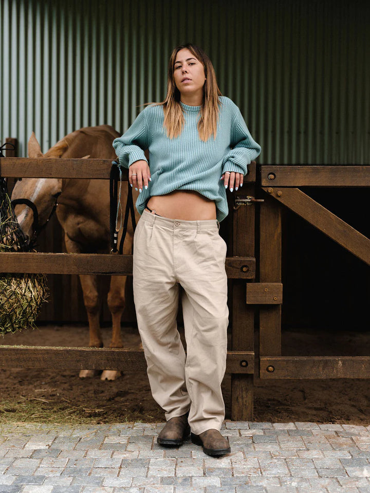 Simple | Fisher Knit Crew Neck Pullover | Blue Smoke