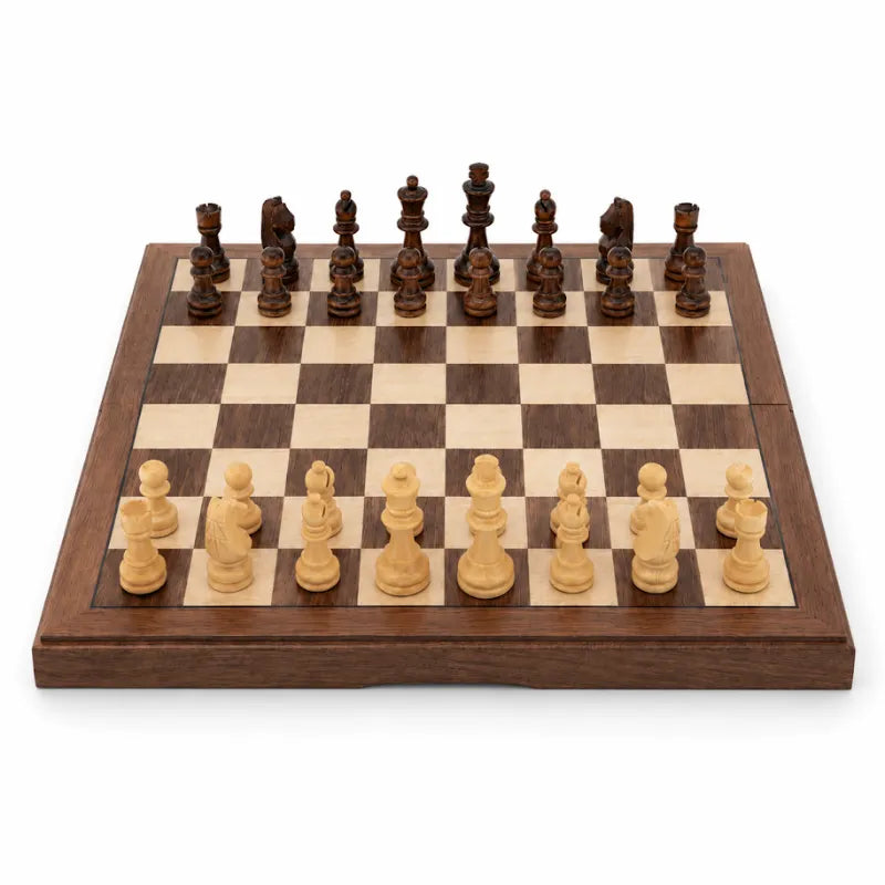 Dal Rossi Walnut Folding Chess Set | Walnut inlaid | 38cm