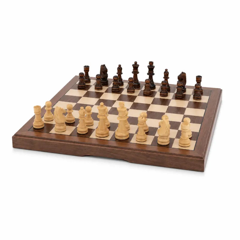 Dal Rossi Walnut Folding Chess Set | Walnut inlaid | 38cm