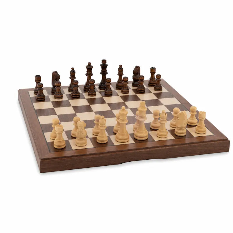 Dal Rossi Walnut Folding Chess Set | Walnut inlaid | 38cm