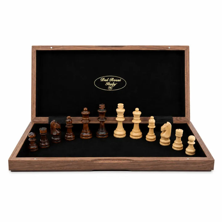 Dal Rossi Walnut Folding Chess Set | Walnut inlaid | 38cm