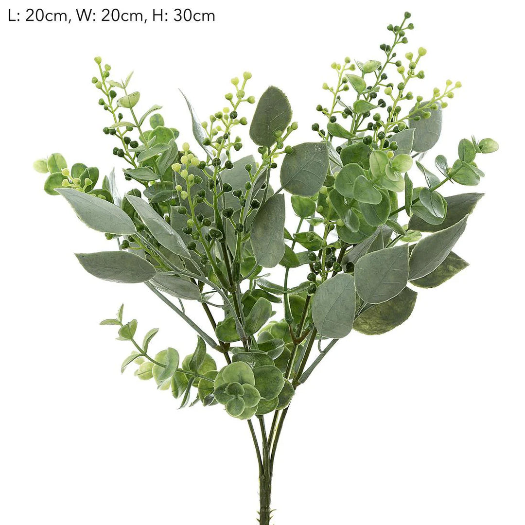 Faux Eucalyptus Berry Bush 30cm
