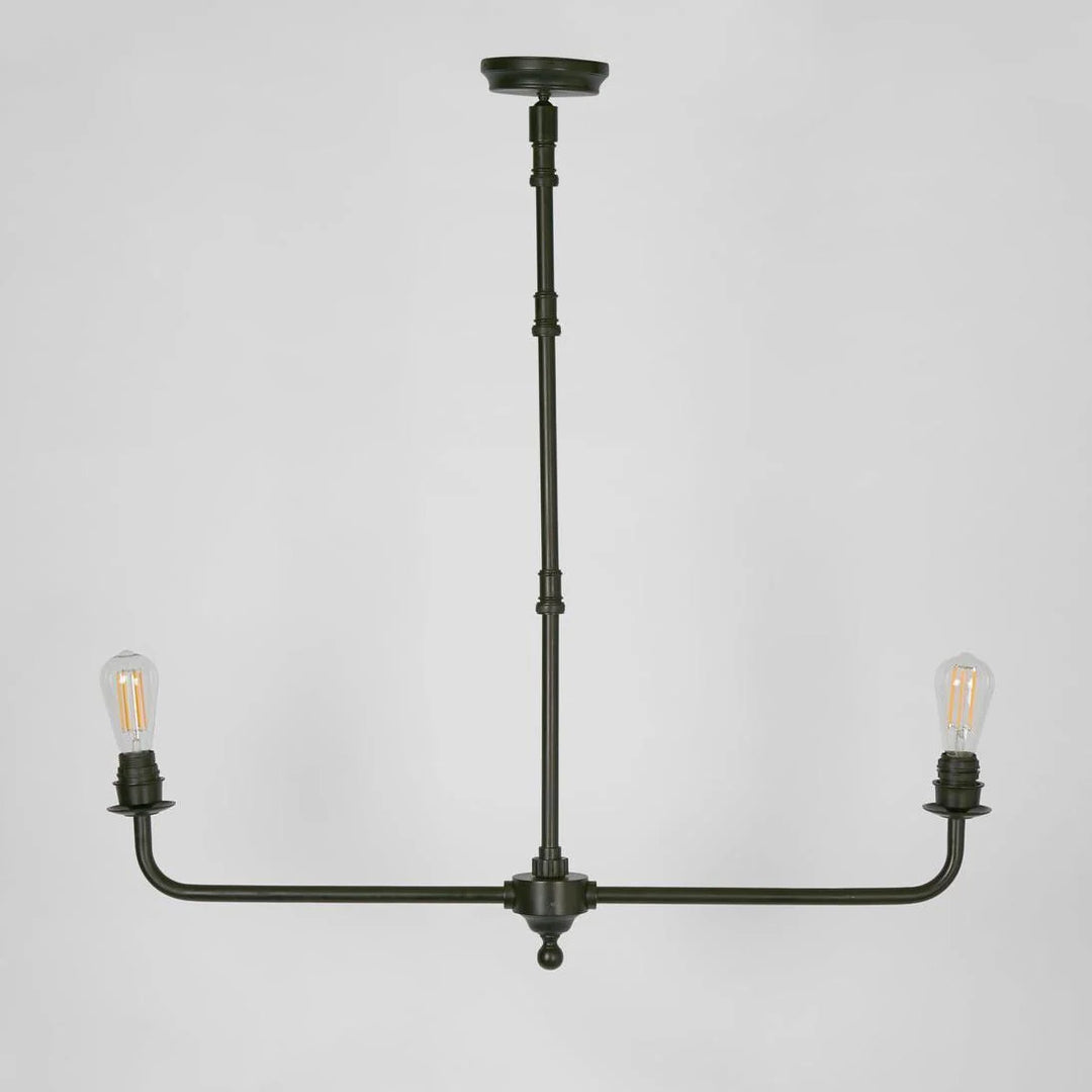 Two-Arm Ceiling Pendant Light | Classic Black Finish | Adjustable Suspension Height | Shades Additional | W95 x H92cm