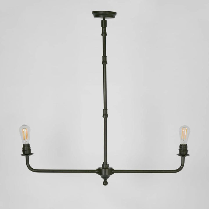 Two-Arm Ceiling Pendant Light | Classic Black Finish | Adjustable Suspension Height | Shades Additional | W95 x H92cm