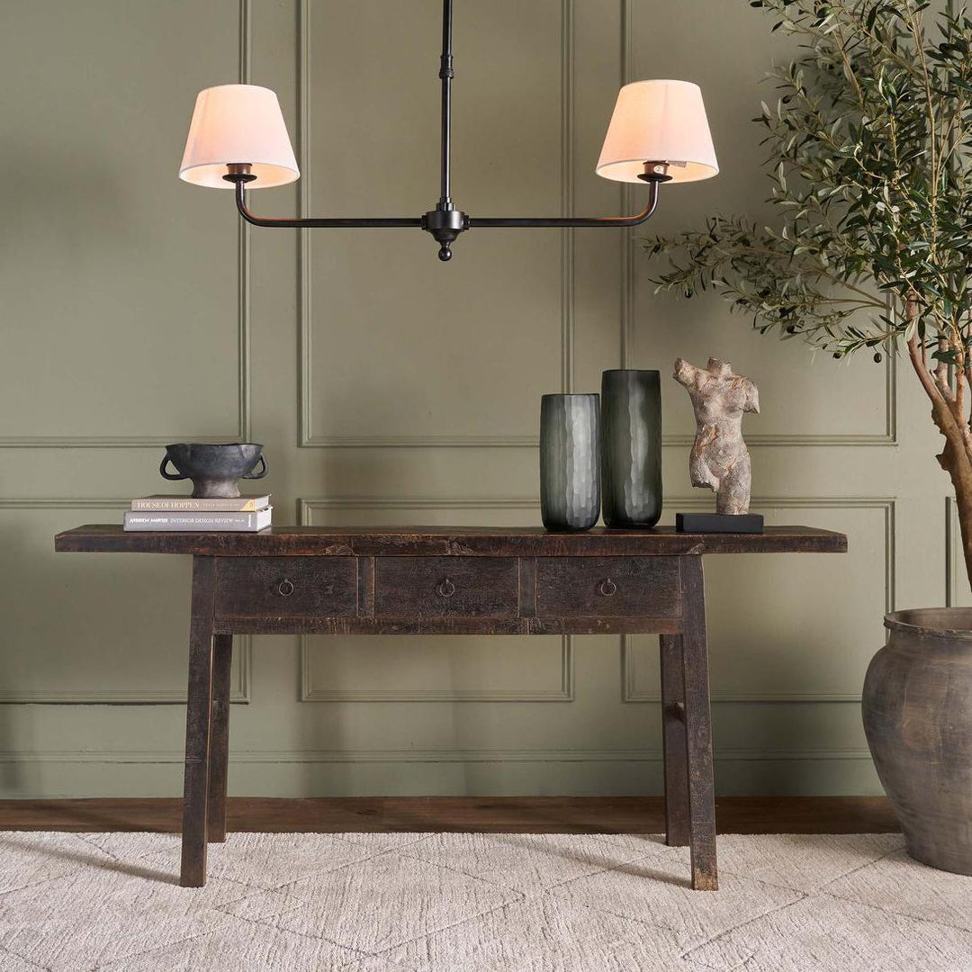 Two-Arm Ceiling Pendant Light | Classic Black Finish | Adjustable Suspension Height | Shades Additional | W95 x H92cm