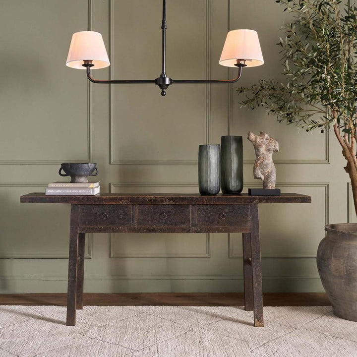 Two-Arm Ceiling Pendant Light | Classic Black Finish | Adjustable Suspension Height | Shades Additional | W95 x H92cm