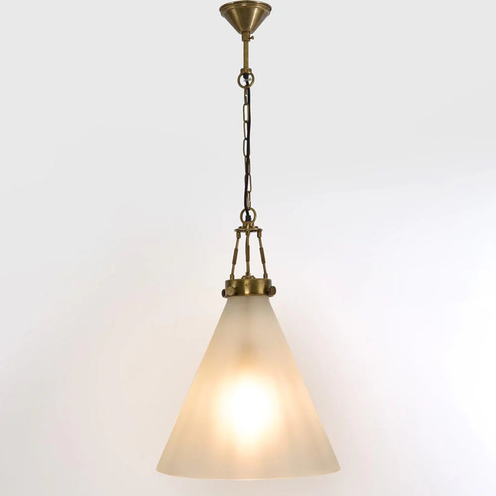 Garcon Pendant Light | Brass with Frosted Glass Shade W53 x H44cm plus 1.5m Chain