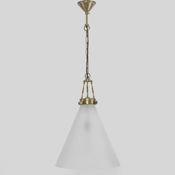 Garcon Pendant Light | Brass with Frosted Glass Shade W53 x H44cm plus 1.5m Chain