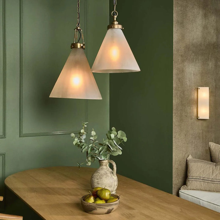 Garcon Pendant Light | Brass with Frosted Glass Shade W53 x H44cm plus 1.5m Chain