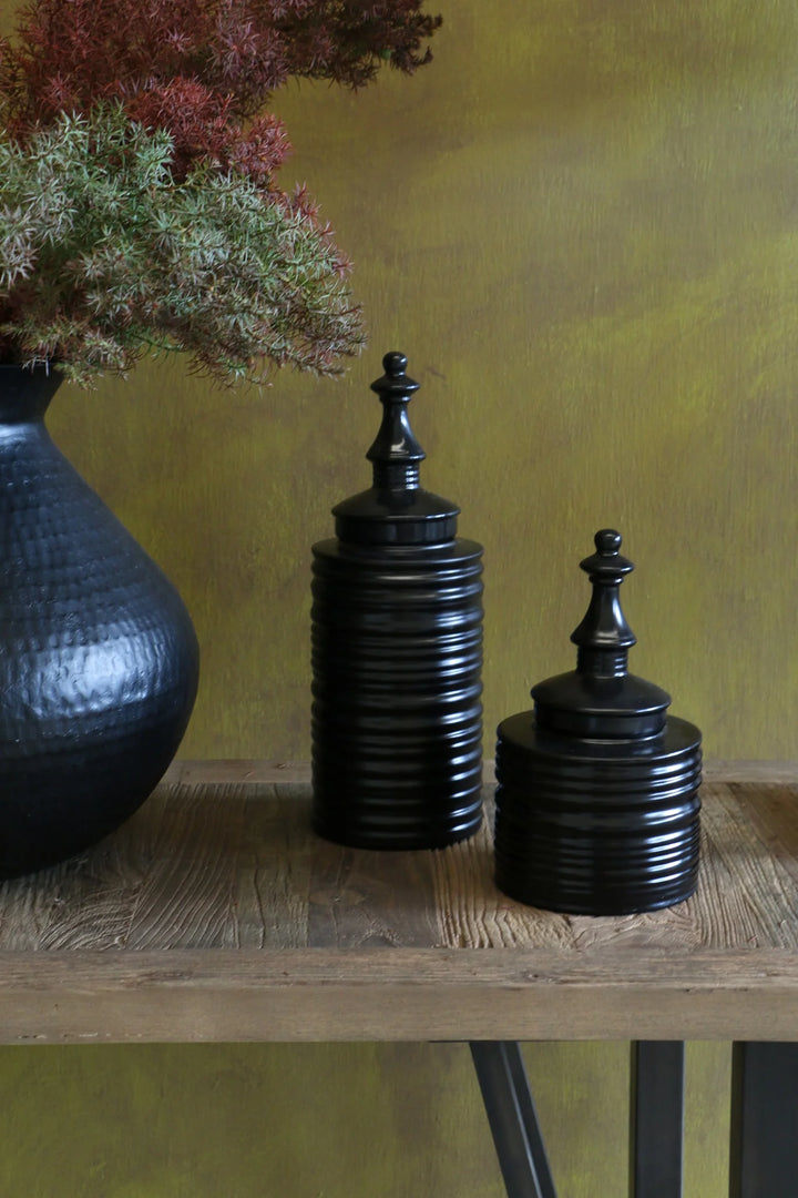 Ceramic Ebony Vessel with Lid | Midi