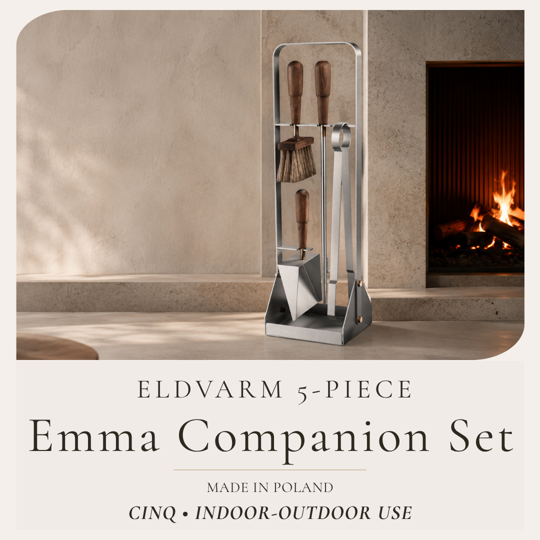 Eldvarm Emma 5-Piece Companion Fire Tool Set | Cinq / Lumière | Indoor-Outdoor