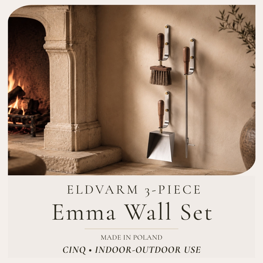 Eldvarm Emma 3-Piece Wall-Mounted Fire Tool Set | Cinq / Lumière | Indoor-Outdoor