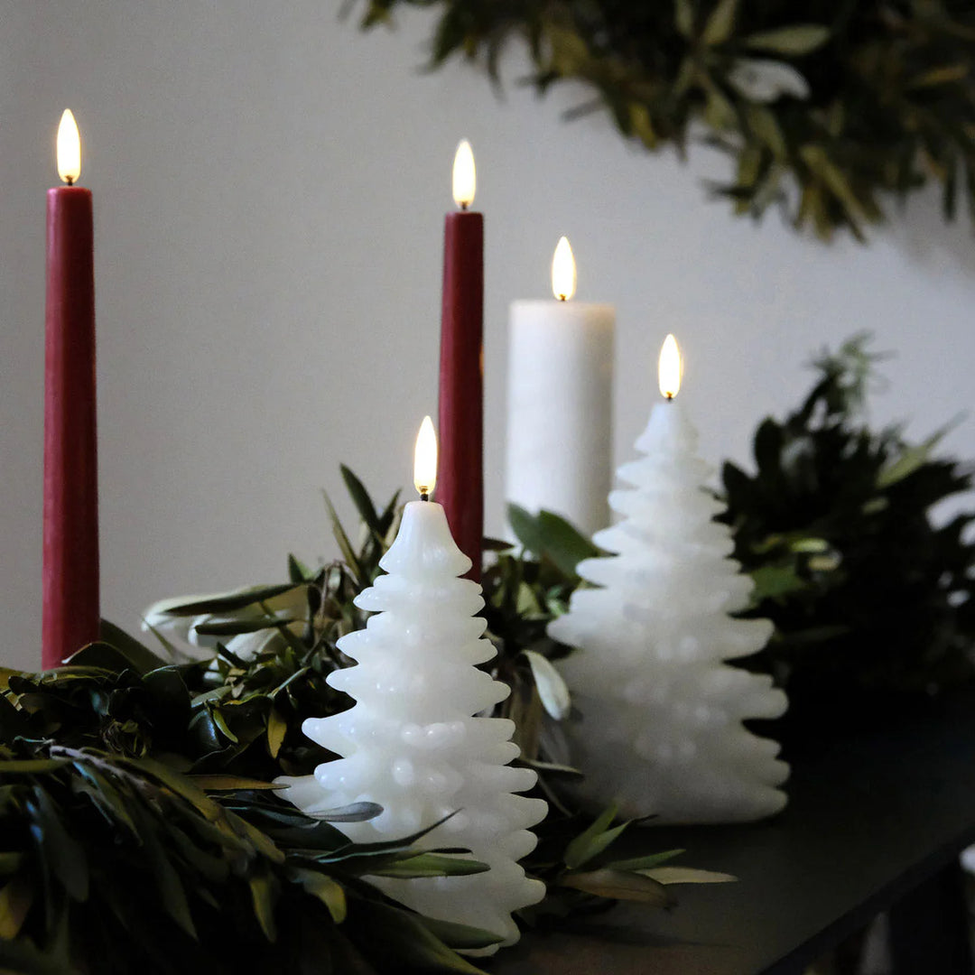 Carmine Red Textured | Flameless Taper Candles | Remote Controllable | PAIR