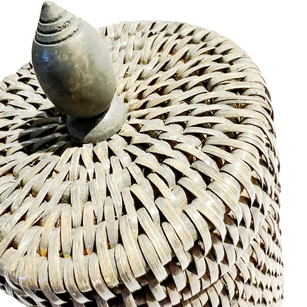 Rattan Cotton Wool Holder | White Wash