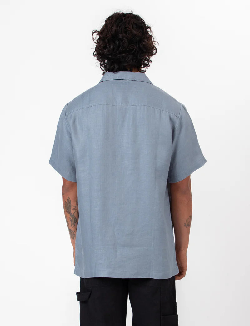 Simple | Shore Cuban Short Sleeve Shirt | Slate Blue
