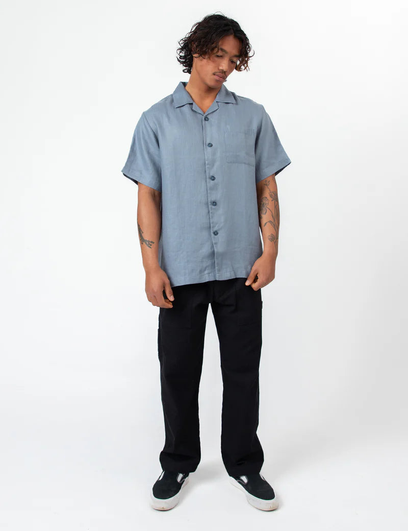 Simple | Shore Cuban Short Sleeve Shirt | Slate Blue
