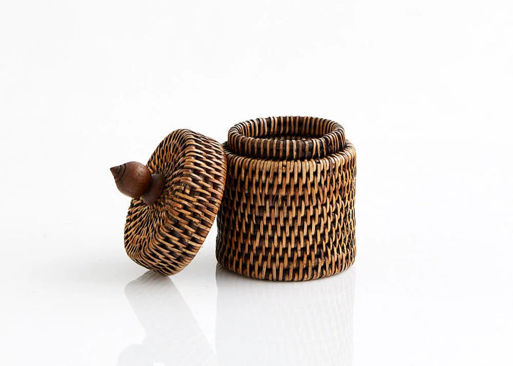 Rattan Cotton Wool Holder | Antique