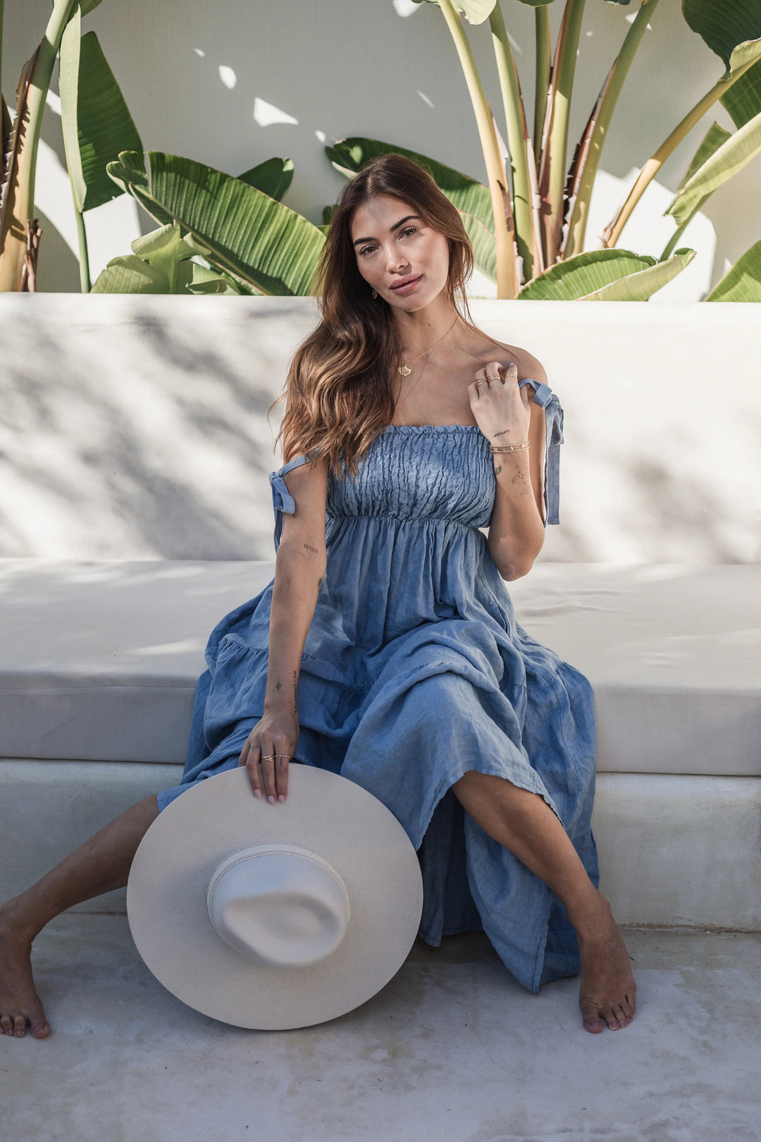 Bypias | Florentino Linen Dress | Denim Blue