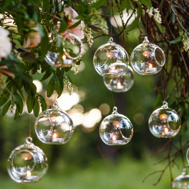 Glass Tealight Holder Hanging Ball | 12cmD*14cmH Clear