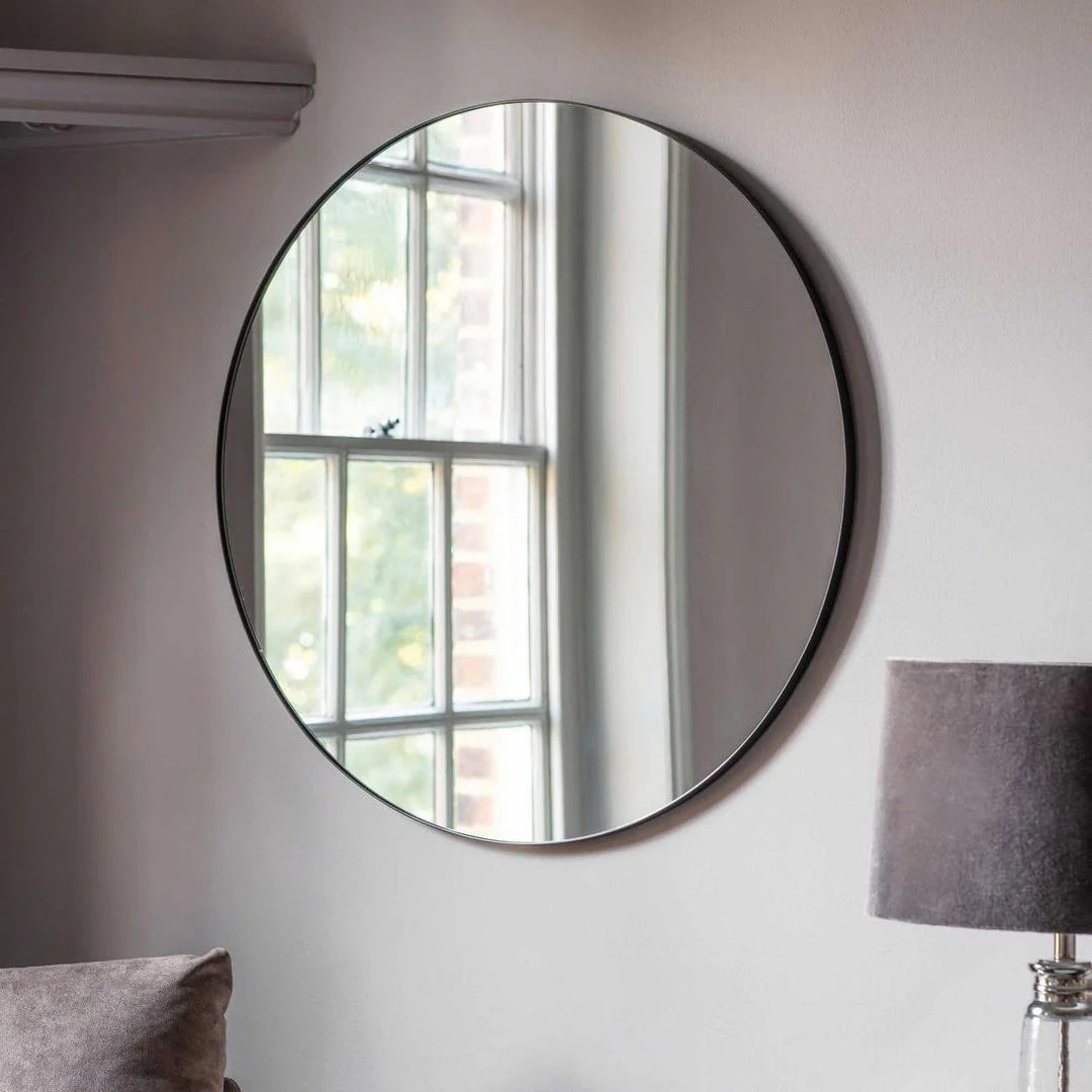 David Round Mirror | Black | 80cm Diameter