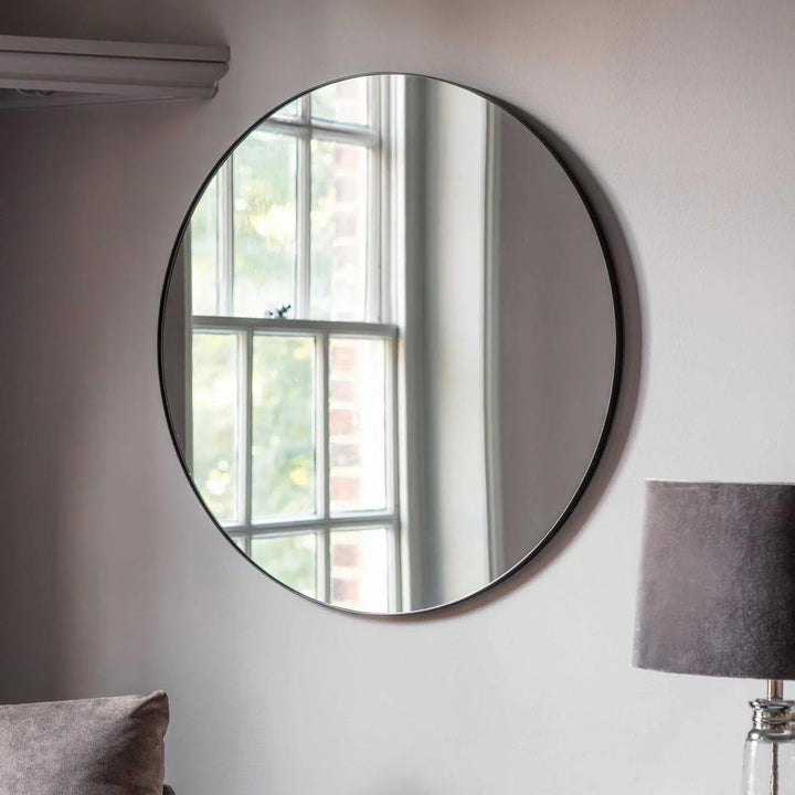 David Round Mirror | Black | 80cm Diameter