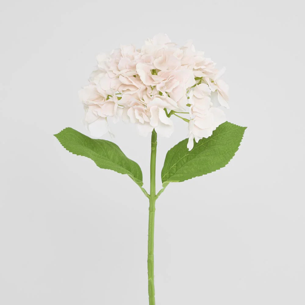 Faux Hydrangea Stem 'Soft Touch' 50cm | White Pink