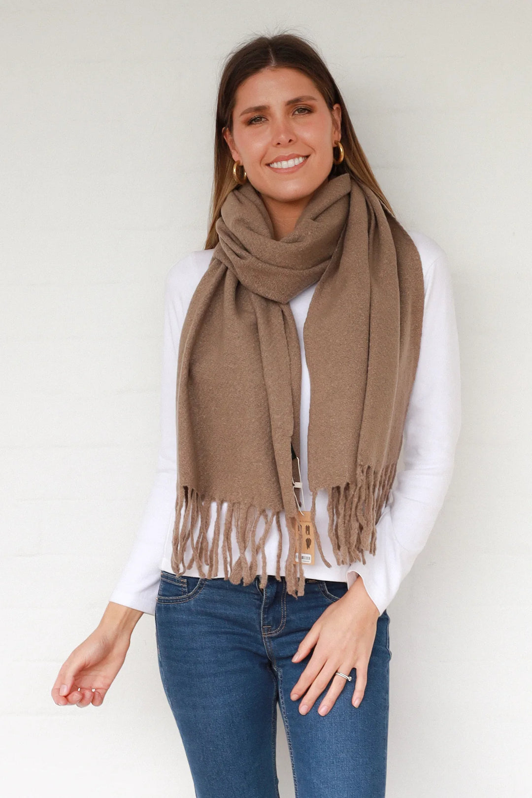 Camel Fringe Scarf HH0103