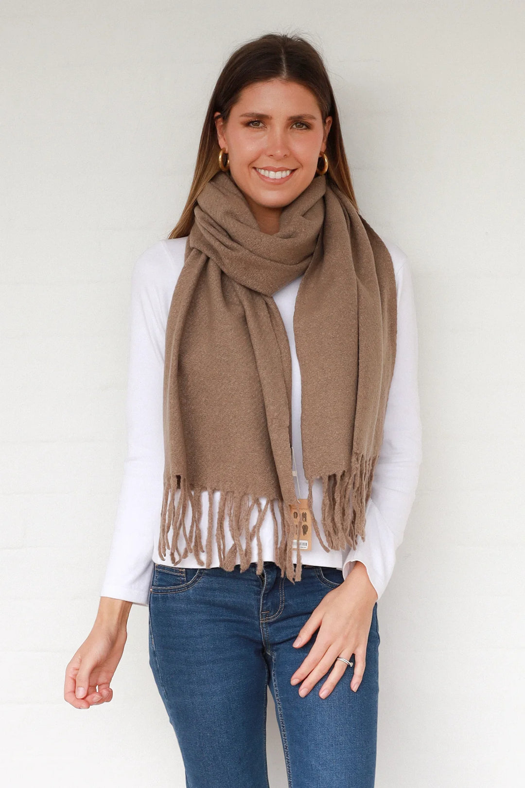 Camel Fringe Scarf HH0103