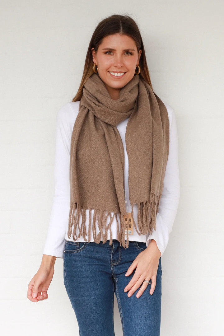Camel Fringe Scarf HH0103