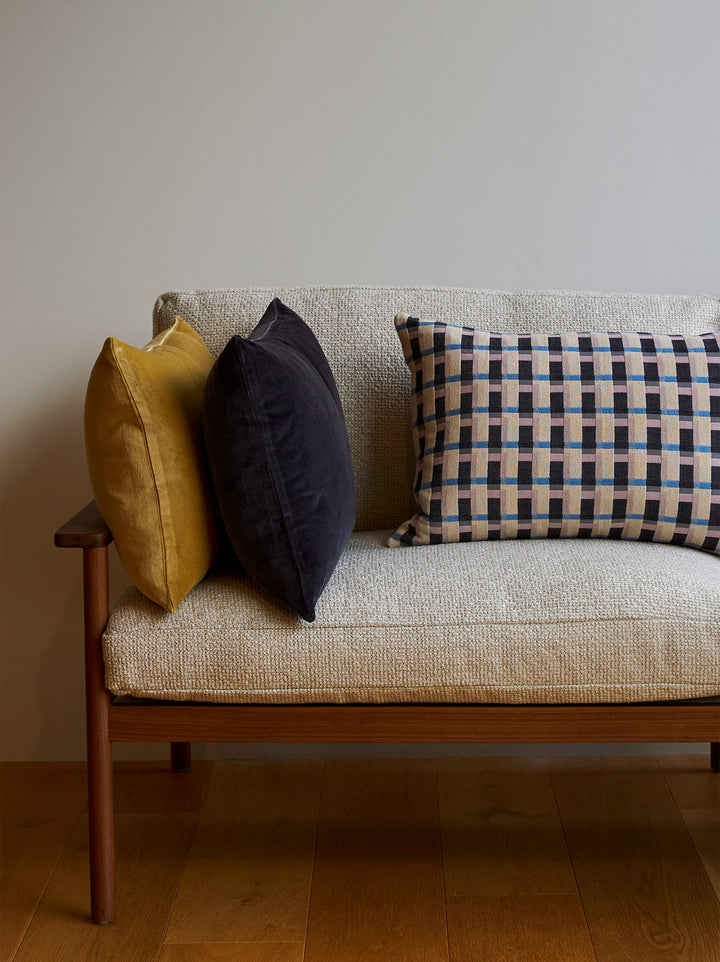 Blue Black Velvet Cushion Cover | 60x40cm (Insert Sold Separately)