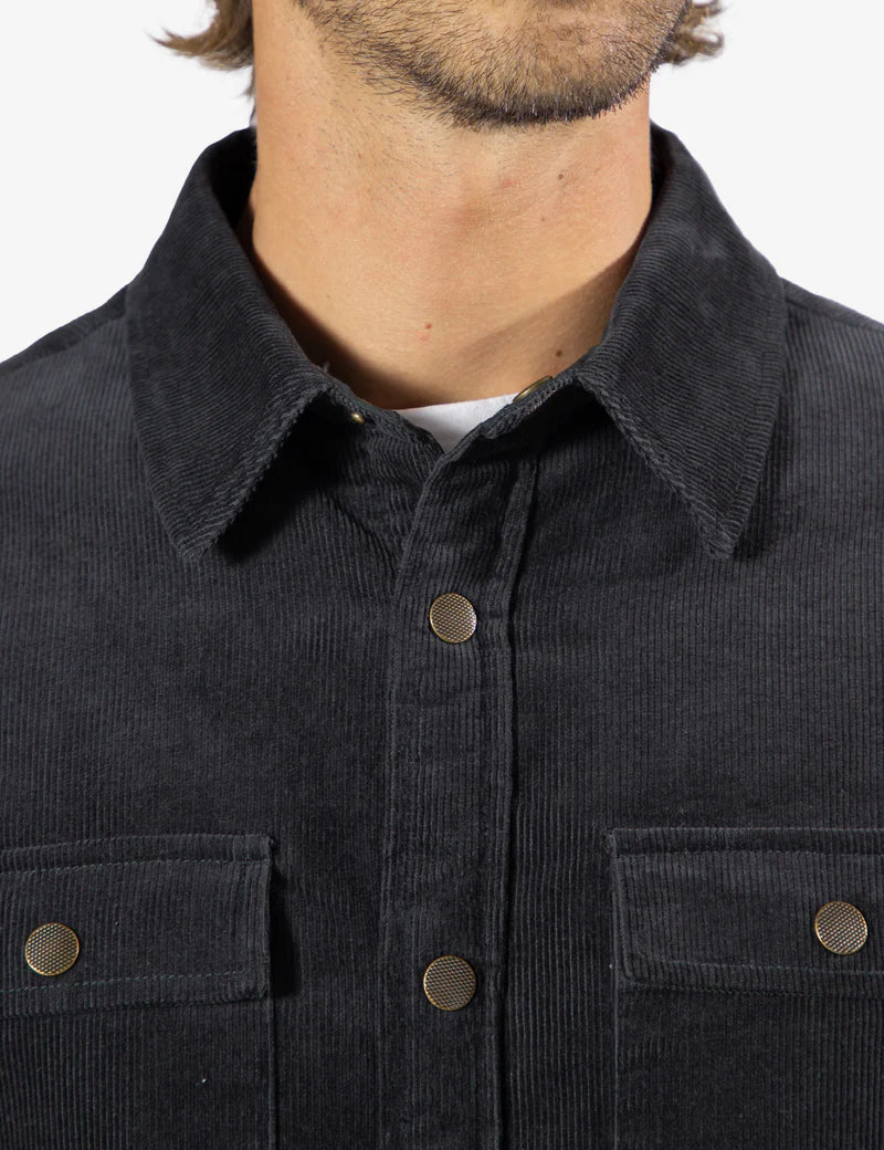 Simple | Quilted Cord Jacket | Graphite