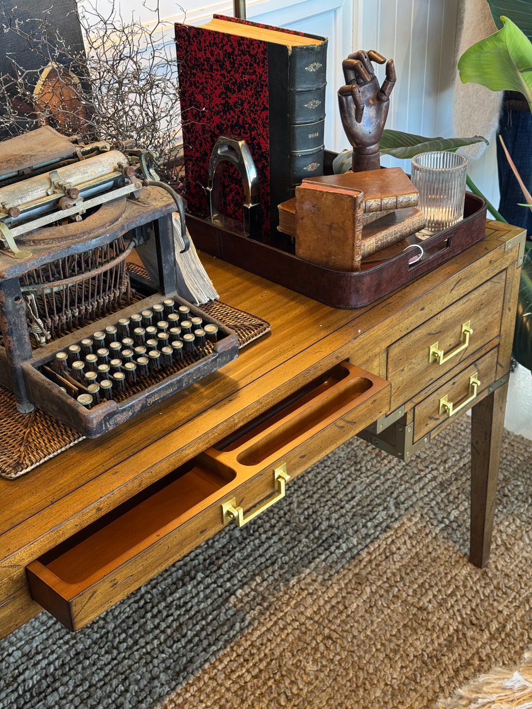 Fairway Study Desk American Oak Cognac