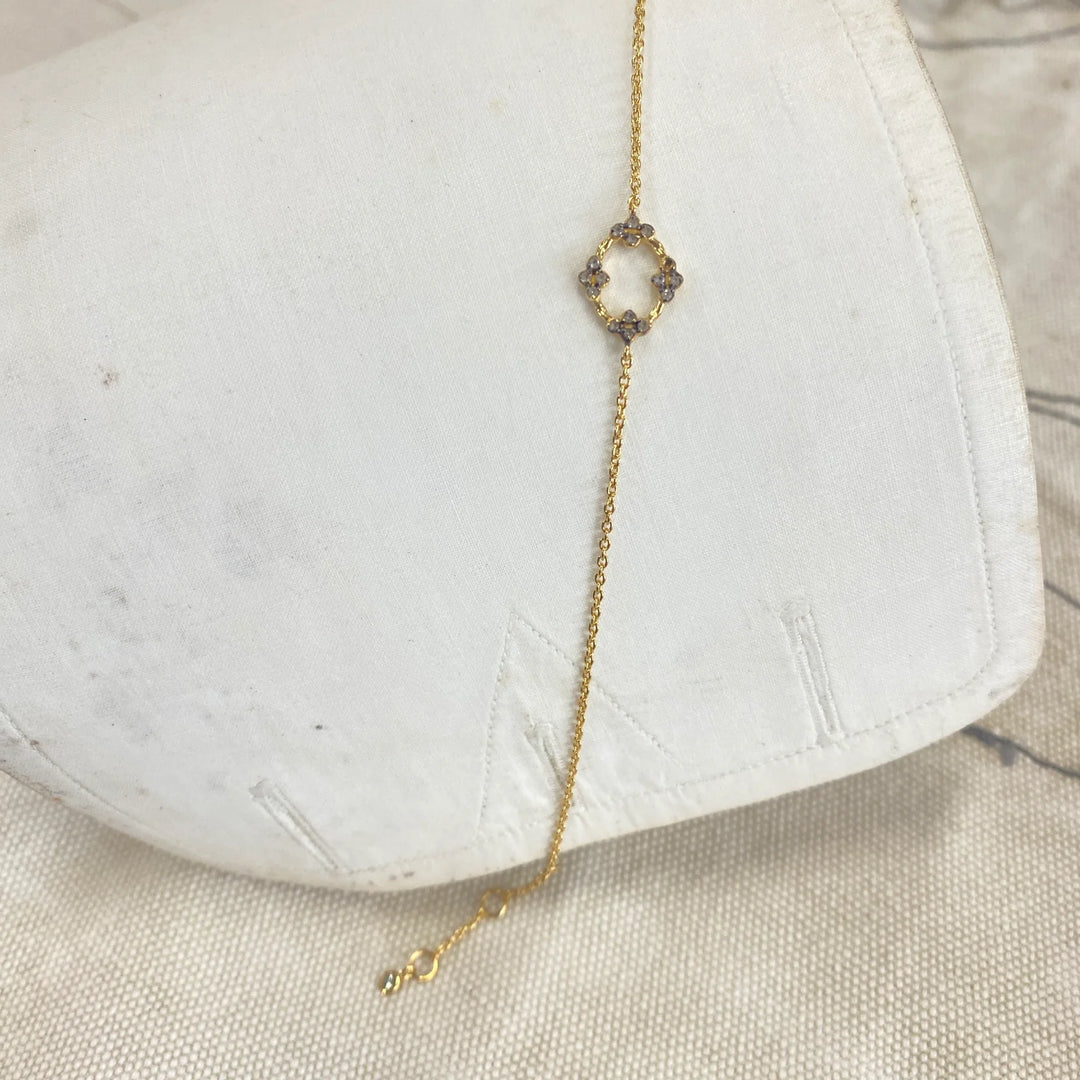 Bourgeon Petit Bracelet | Gold Plate, White Topaz & Green Sapphire