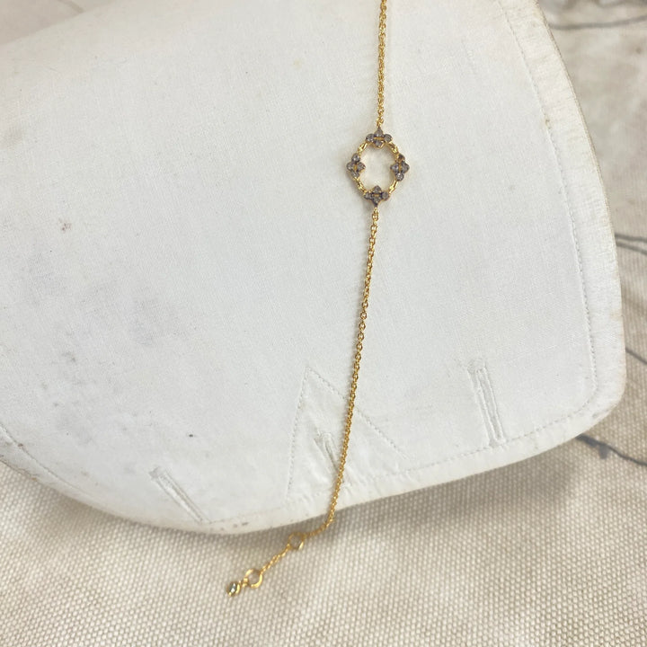 Bourgeon Petit Bracelet | Gold Plate, White Topaz & Green Sapphire