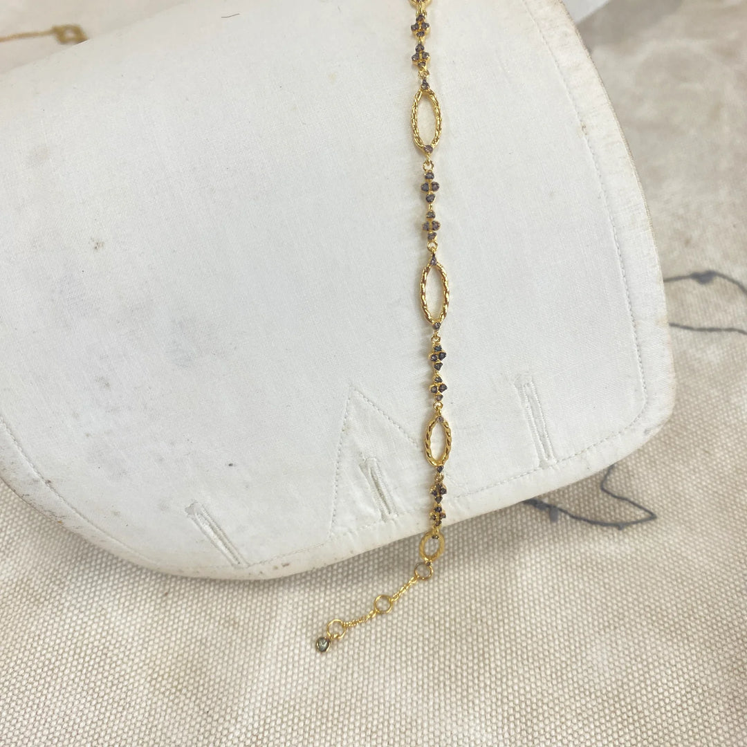 Bourgeon Bracelet | Gold Plate, White Topaz & Green Sapphire