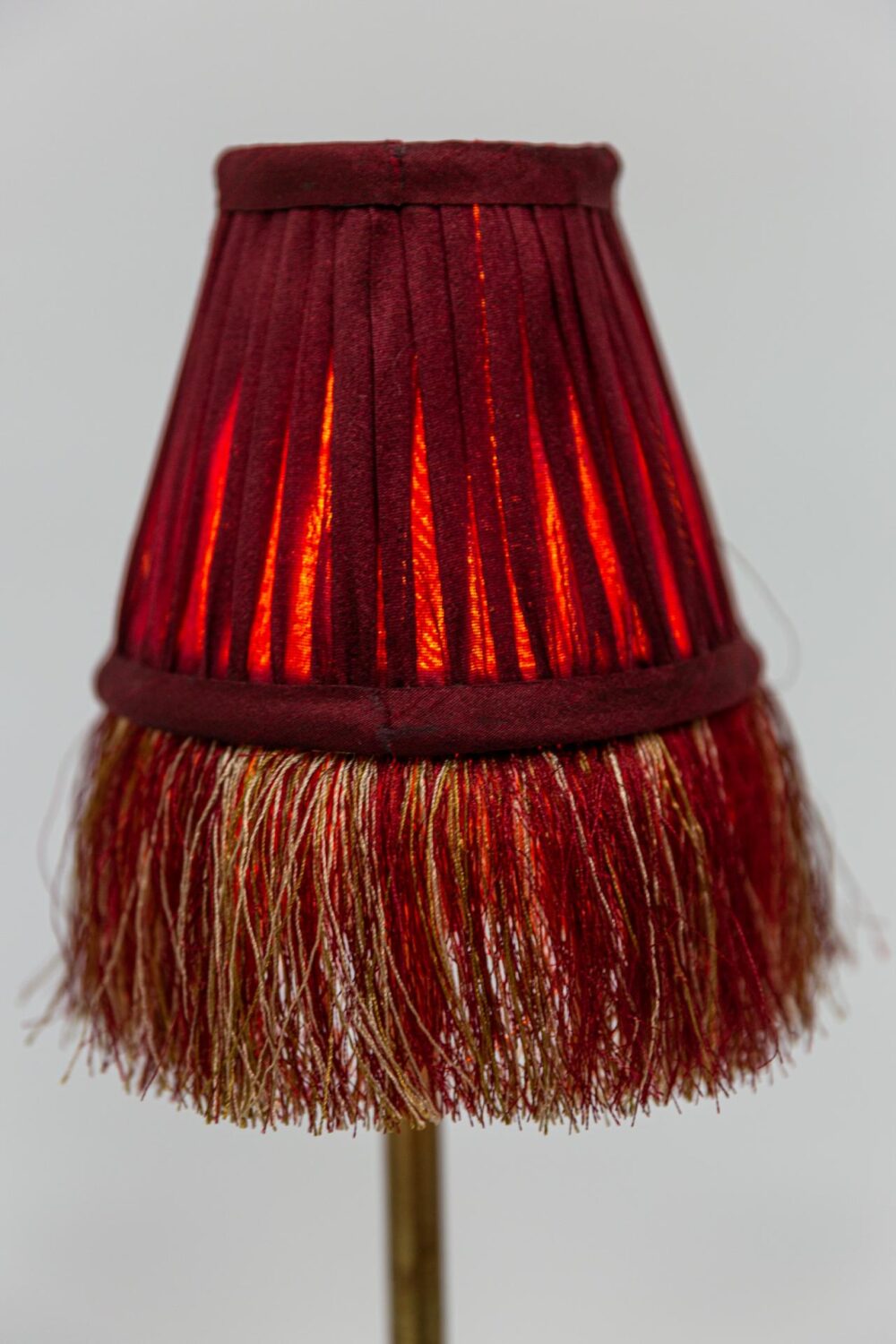 Pleated Lamp Shade with Fringe | Red | 12.5 x 7 x 10cm