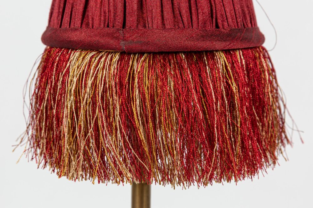 Pleated Lamp Shade with Fringe | Red | 12.5 x 7 x 10cm