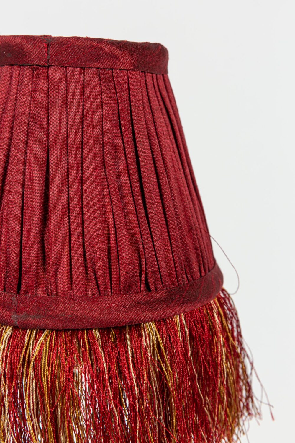 Pleated Lamp Shade with Fringe | Red | 12.5 x 7 x 10cm