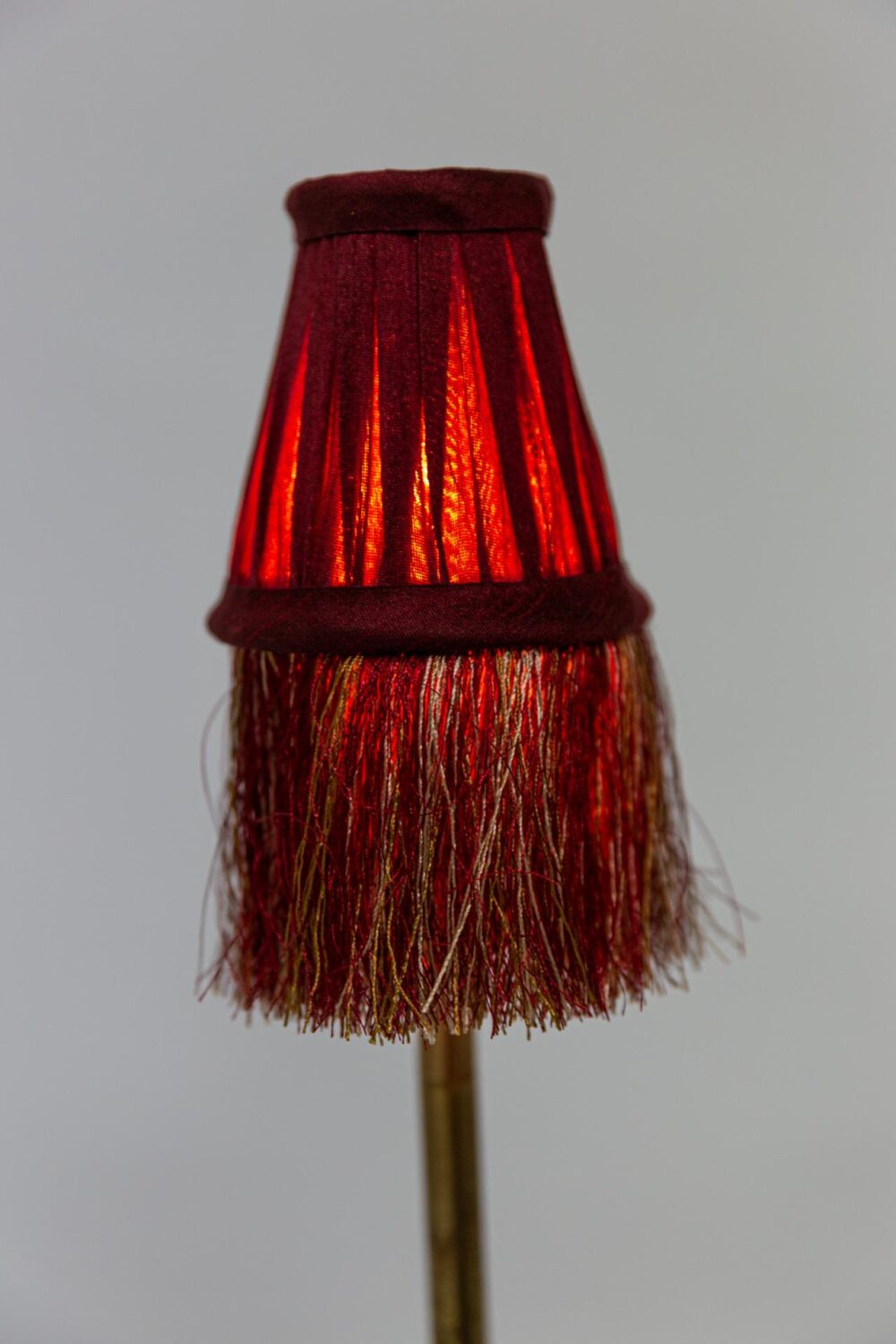 Pleated Lamp Shade with Fringe | Mini Red | 8 x 4.5cm